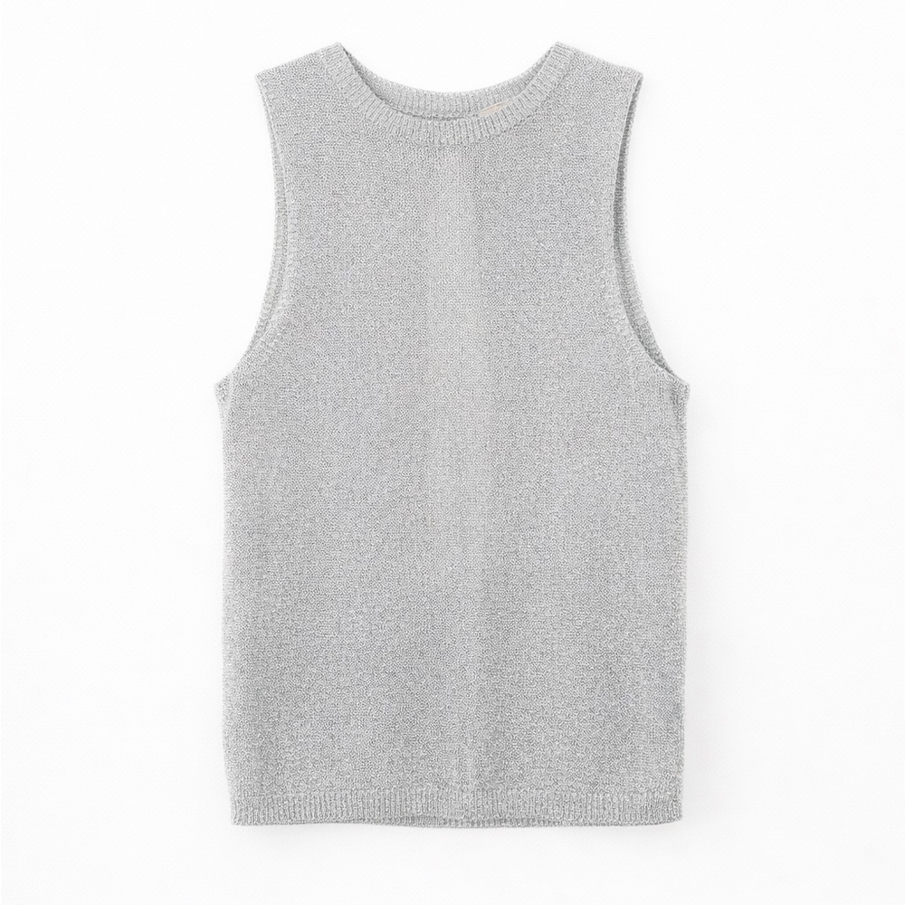 Elegant Silver Sleeveless Top With Open Back